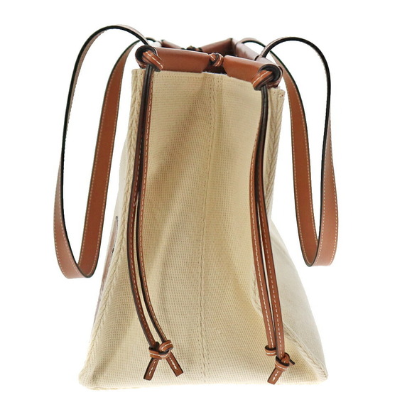 Loewe Cushion Tote Bag Shoulder Leather Brown Ivory White Tan Logo - Picture 3 of 9
